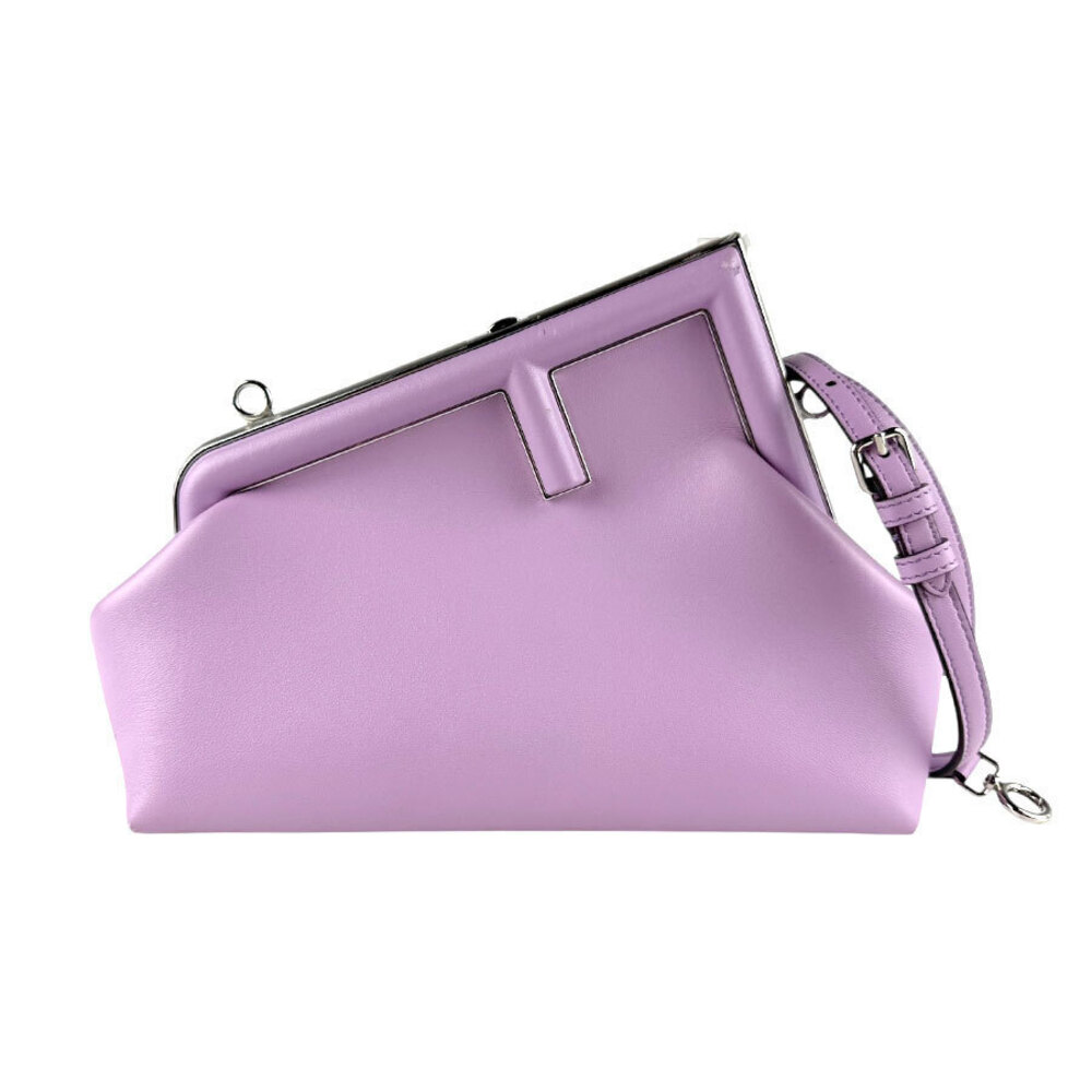 Fendi Shoulder Bag Clutch First Leather Purple